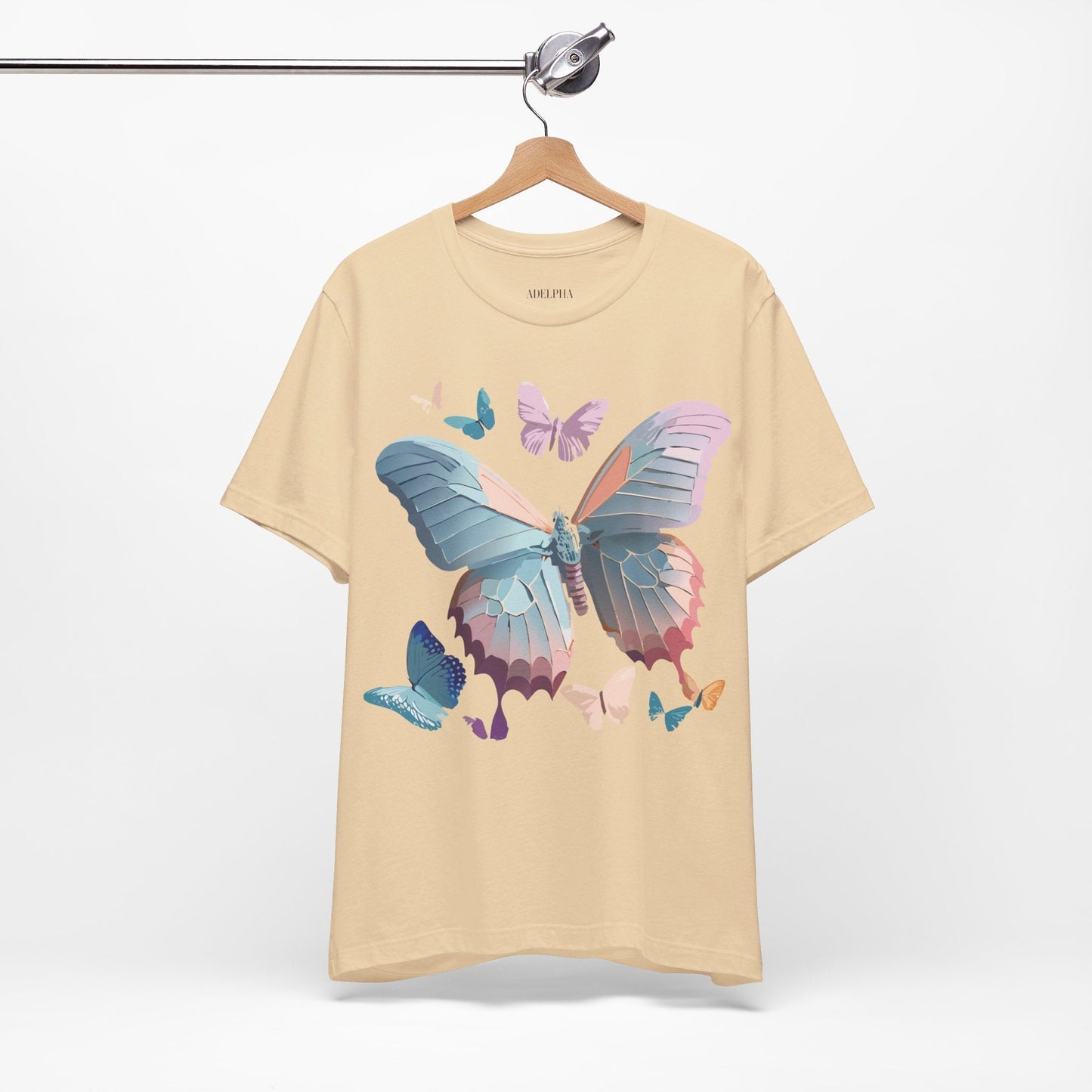Butterfly Graphic Short Sleeve Tee Unisex Vintage Art Shirt By Adelpha