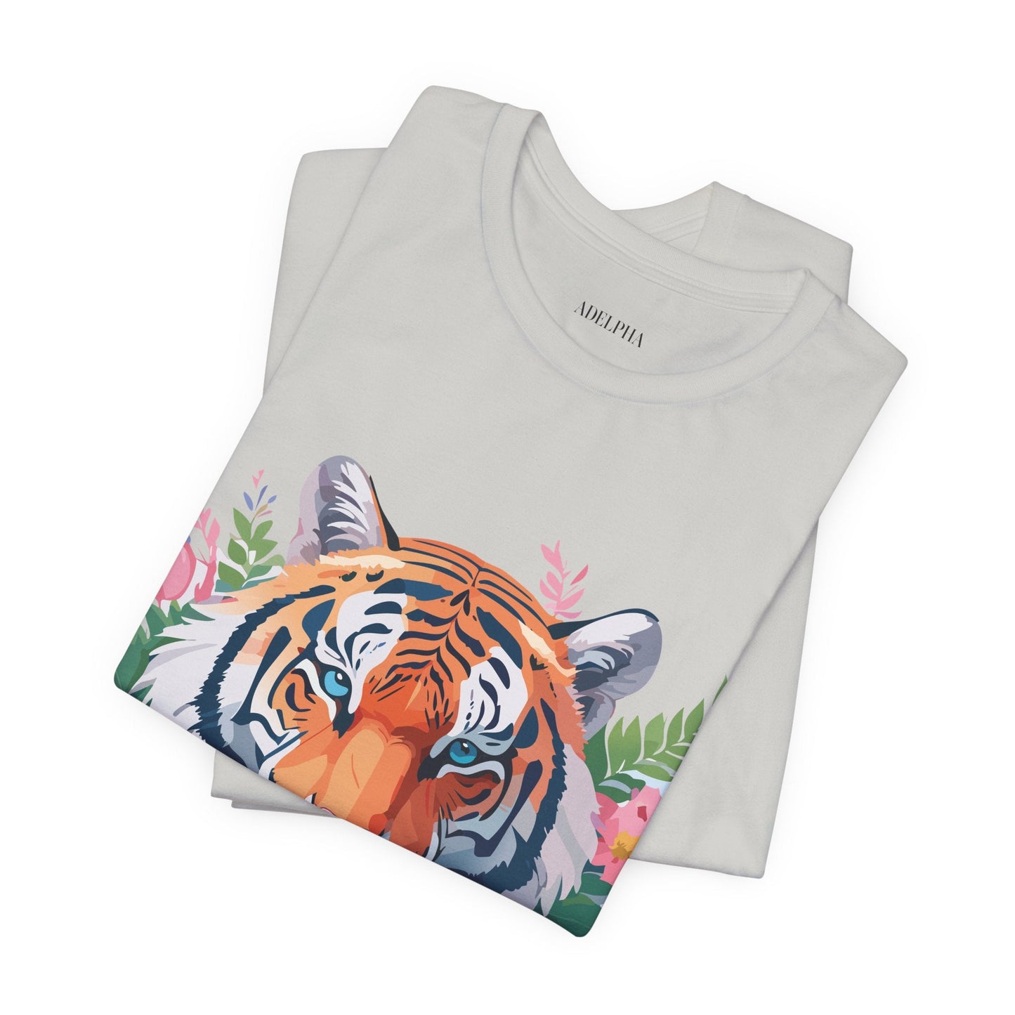 Tiger Graphic Tee Unisex Short Sleeve Shirt With Vintage Inspired Artwork By Adelpha