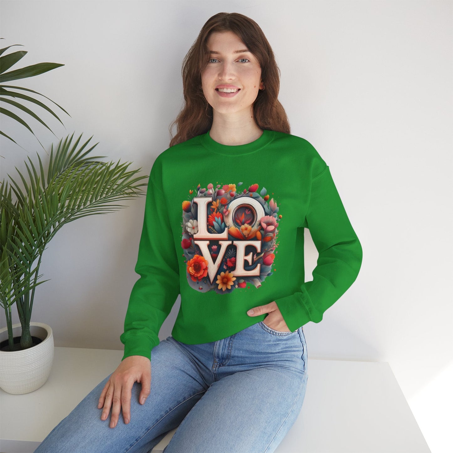 Floral Love Valentines Day Sweatshirt Unisex Crewneck Love Flower Gift Idea Cozy Everyday Wear
