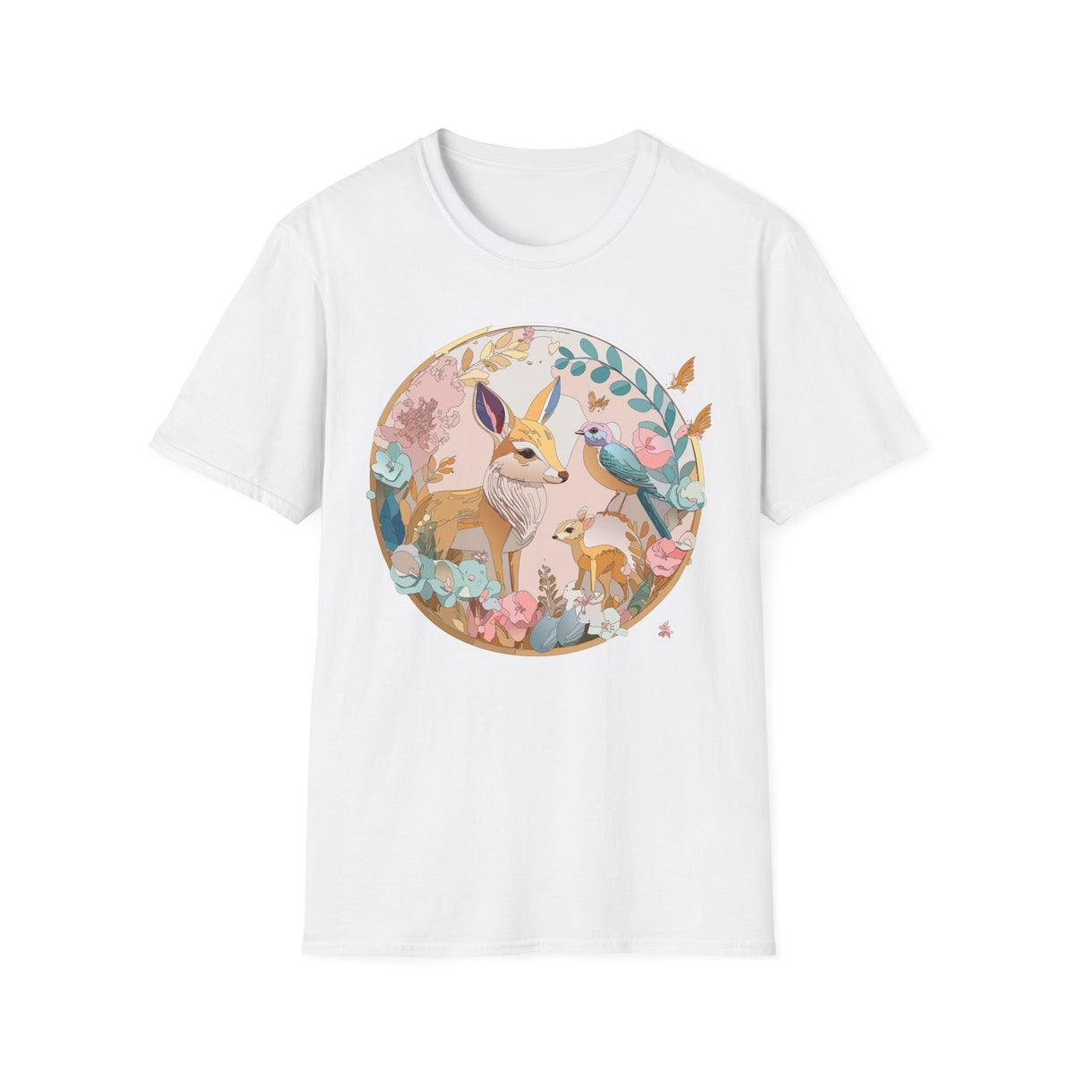 Woodland Fox and Bird Tee | Cute Fox Illustration T-Shirt