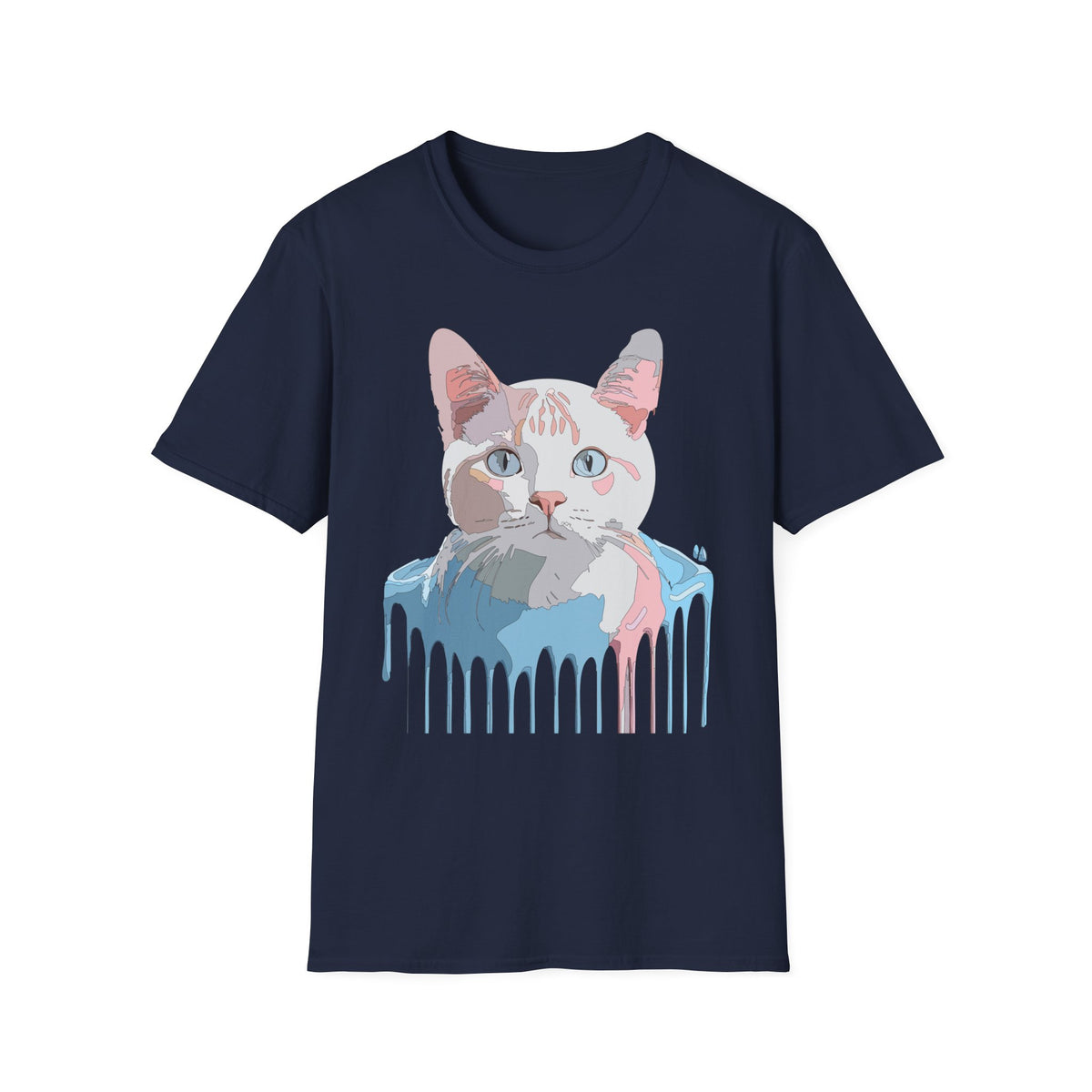 Pastel Cat Portrait T-Shirt | Watercolor Kitty Face Tee