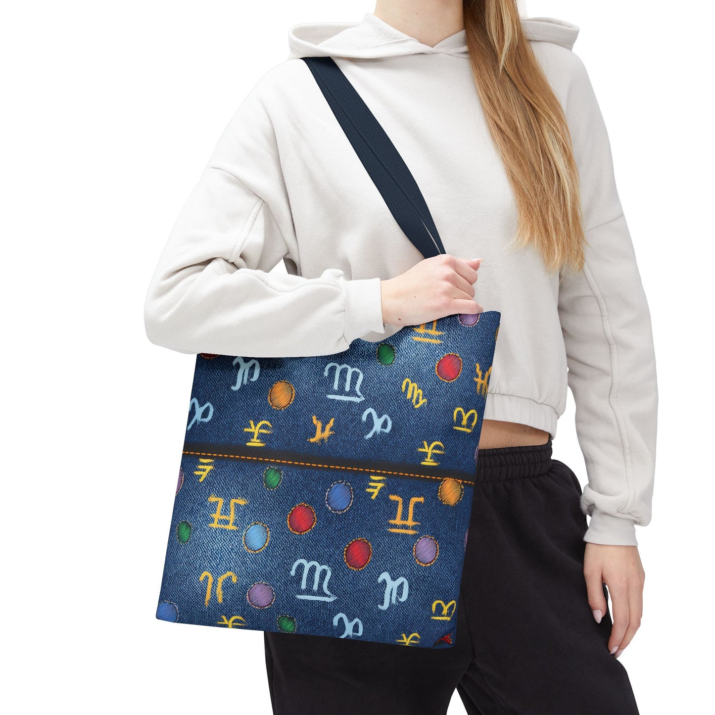 Denim Fabric Imitation Print Unisex Canvas Bag Poly Spun 3 Sizes Tote Bag 184-4