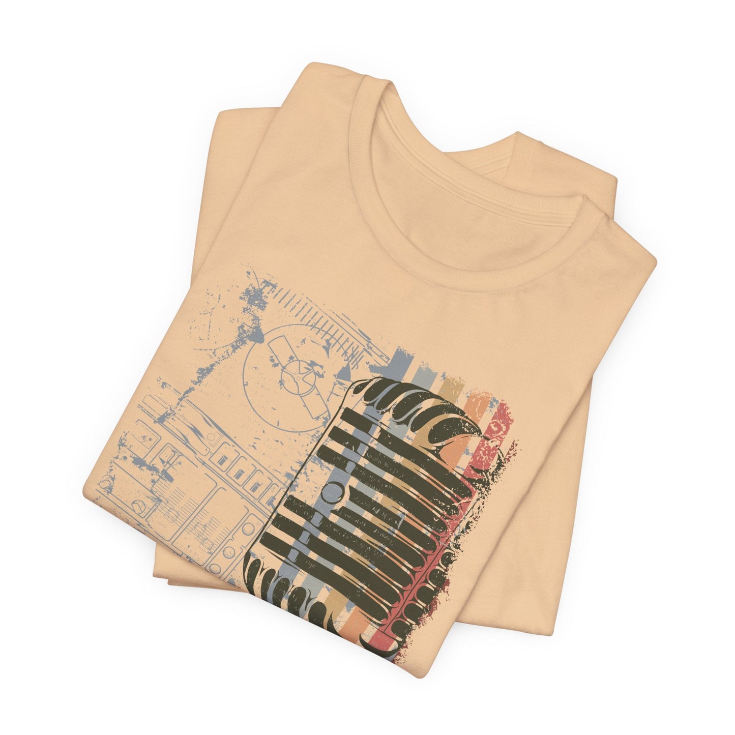 Retro Microphone Graphic Unisex Cotton T-Shirt r9