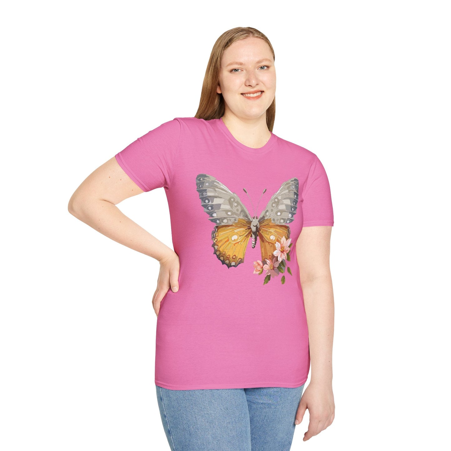 Unisex Butterfly T Shirt Monarch Print Softstyle Cotton Tee Gildan 64000 Lightweight Comfort