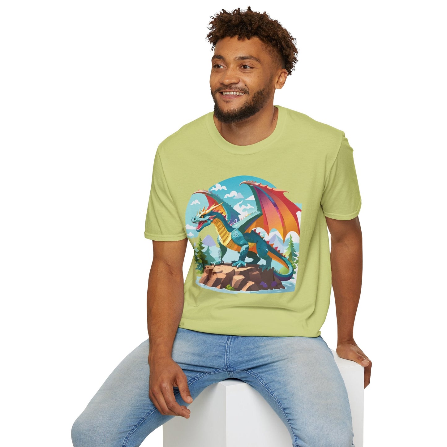 Dragon Graphic Tee Unisex Softstyle 100 Percent Ring Spun Cotton Animal Art Print Shirt