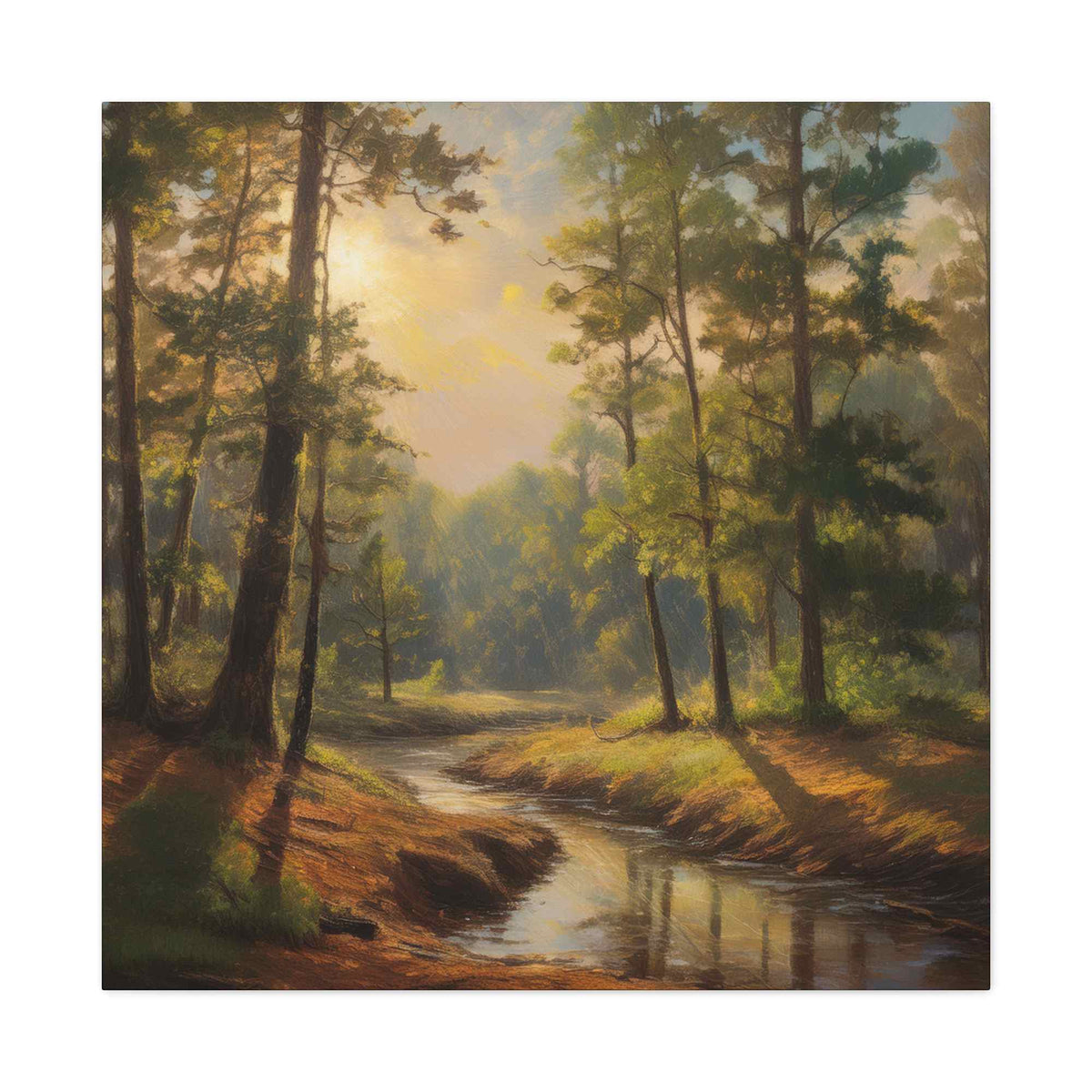 Forest Print Canvas, Trees Oil Paint Print 20x20, 24x24, 30x30, 32x32, 36x36 Art Design Print Pine-Wood Inner Frame MC-71