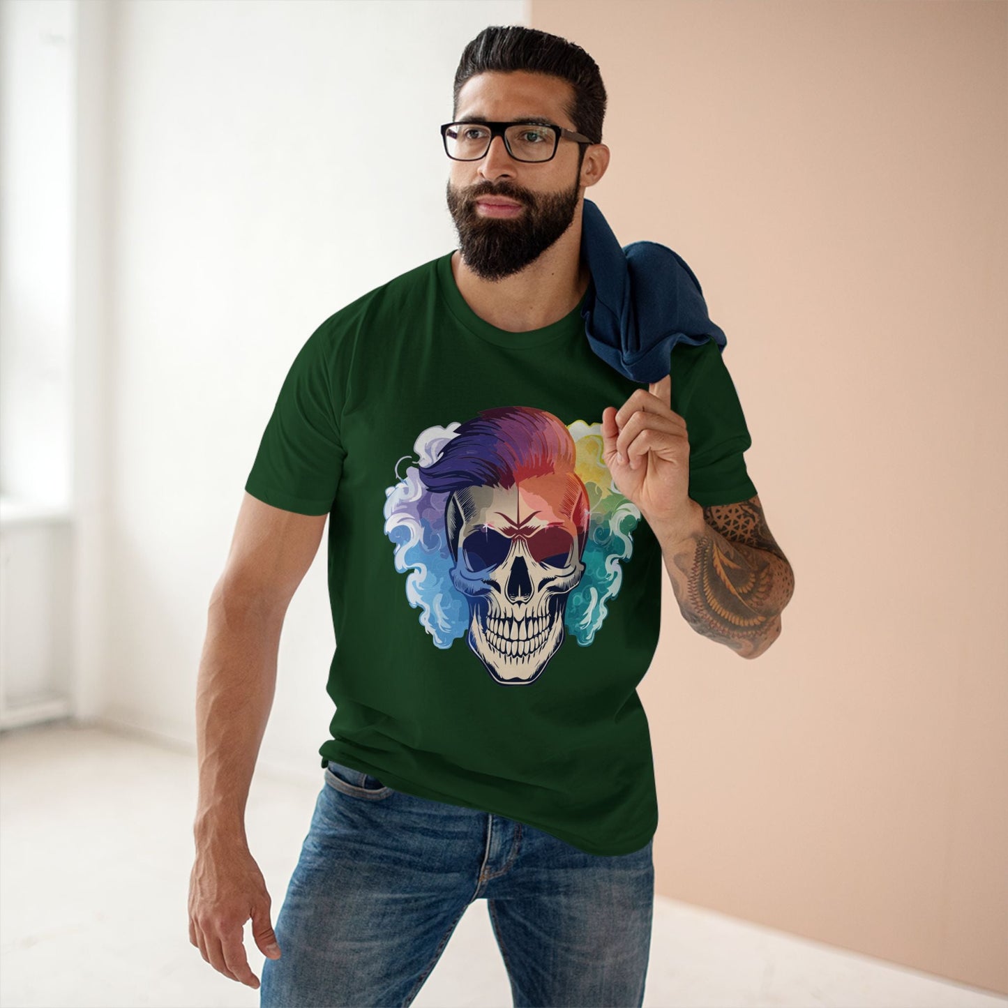 Retro2Nova Skull Shirt Unisex Premium Cotton Tee With Original Art Design Skeleton Graphic