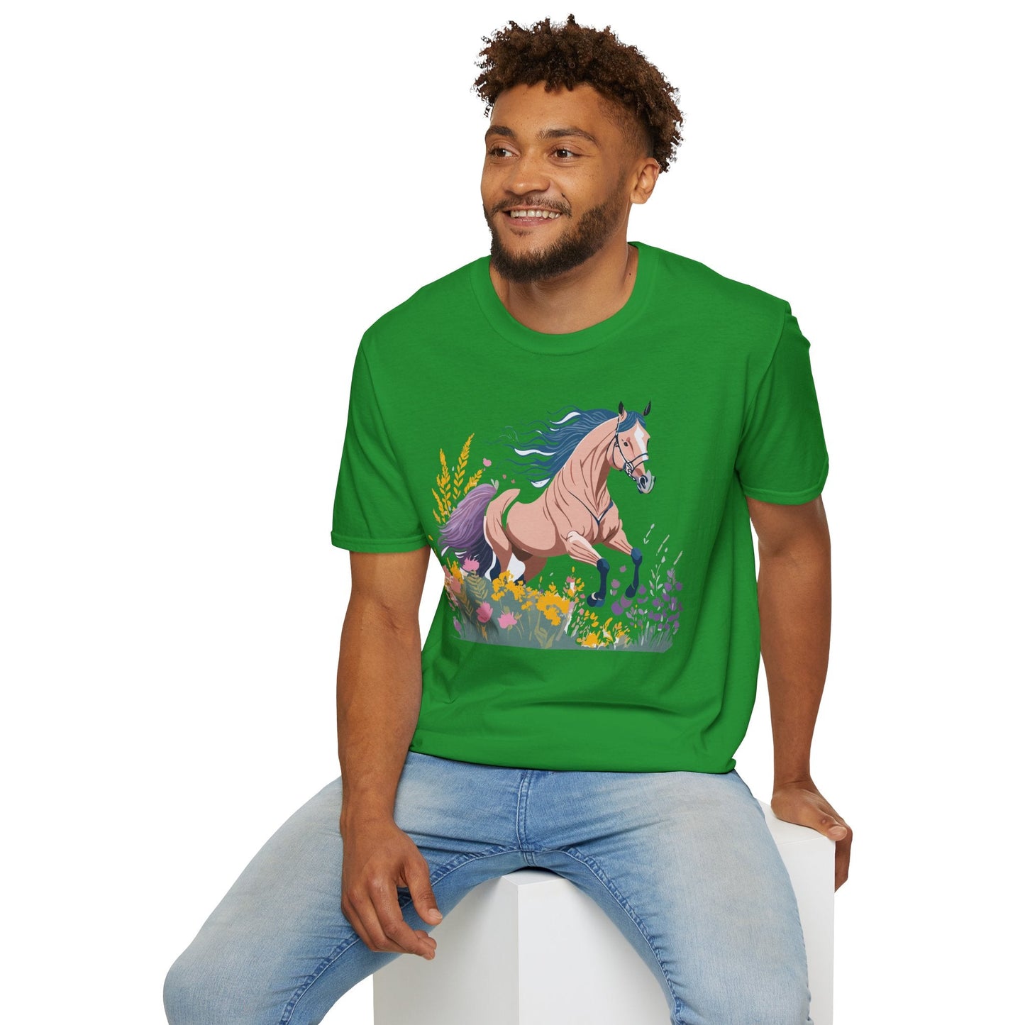 Unisex Horse Shirt With Animal Design Gildan Softstyle 64000 Tee