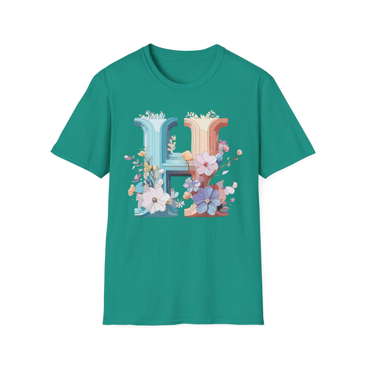 Floral Letter H T-Shirt | Botanical Monogram Tee