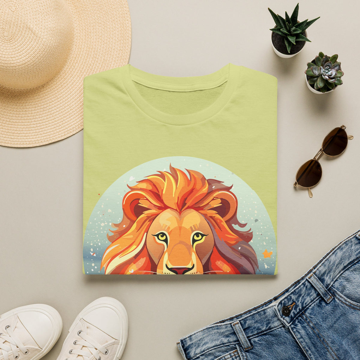 Majestic Lion Portrait T-Shirt | Colorful Roaring Mane Graphic