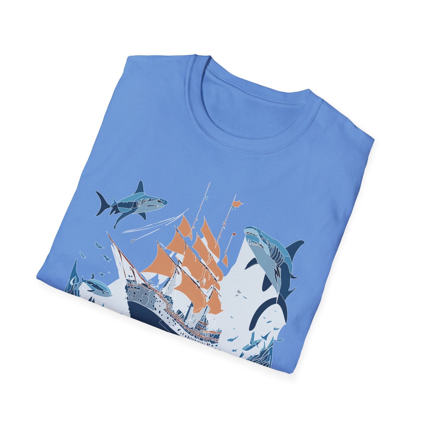 Ocean Tee Shirt Unisex Gildan Softstyle 64000 Ring Spun Cotton Art Print Graphic Ocean Design