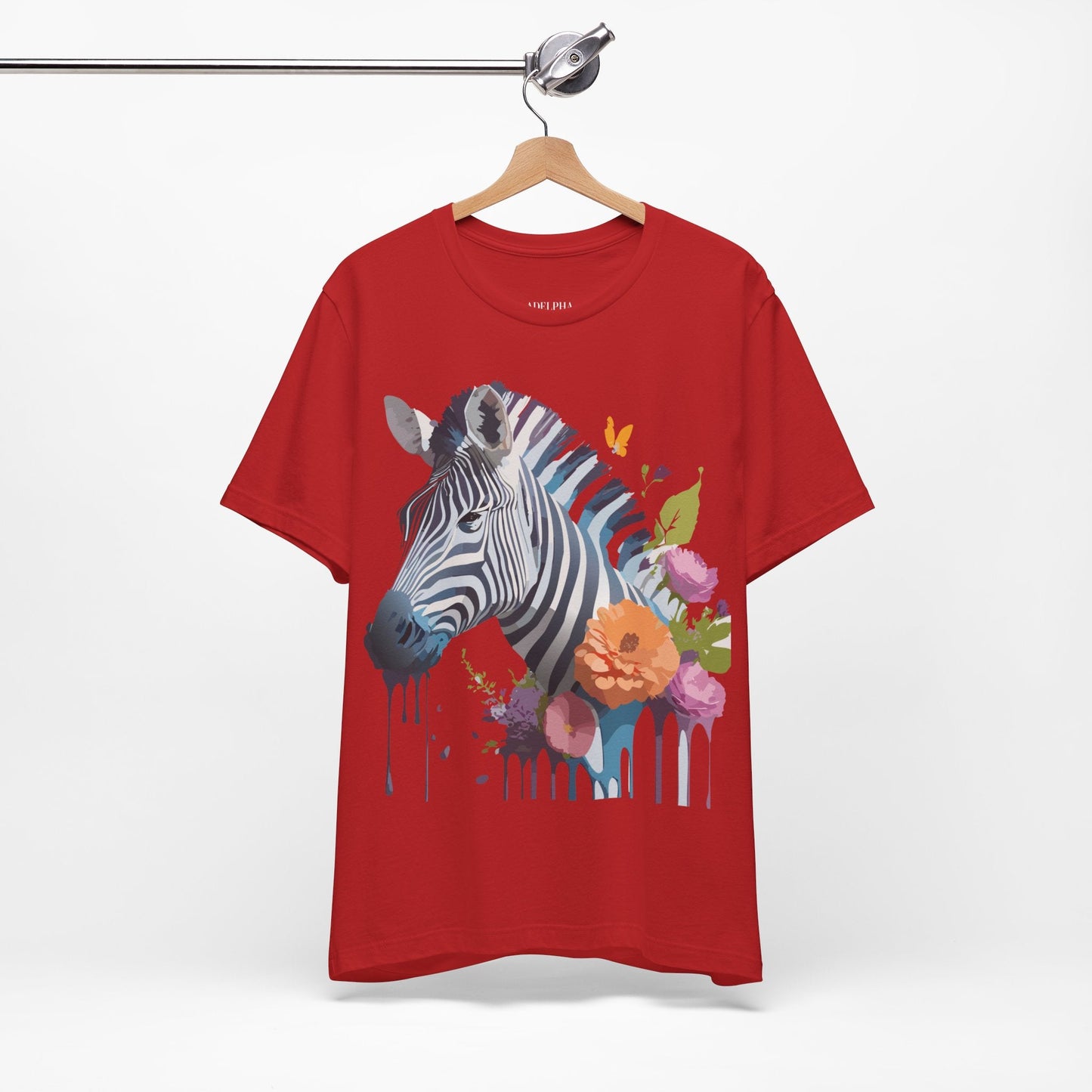 Unisex Zebra Graphic Tee Featuring Adelpha Artwork Vintage Inspired Short Sleeve Shirt