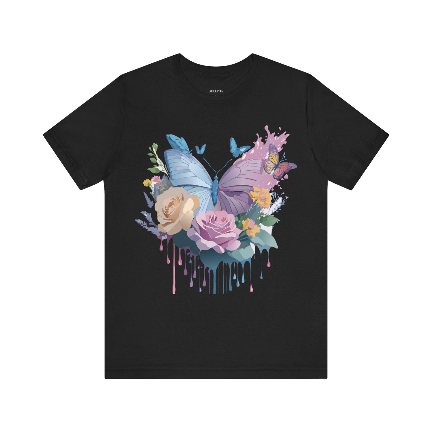 Butterfly Graphic Unisex 100 Cotton Lightweight Vintage Floral Design Jersey Tee 33