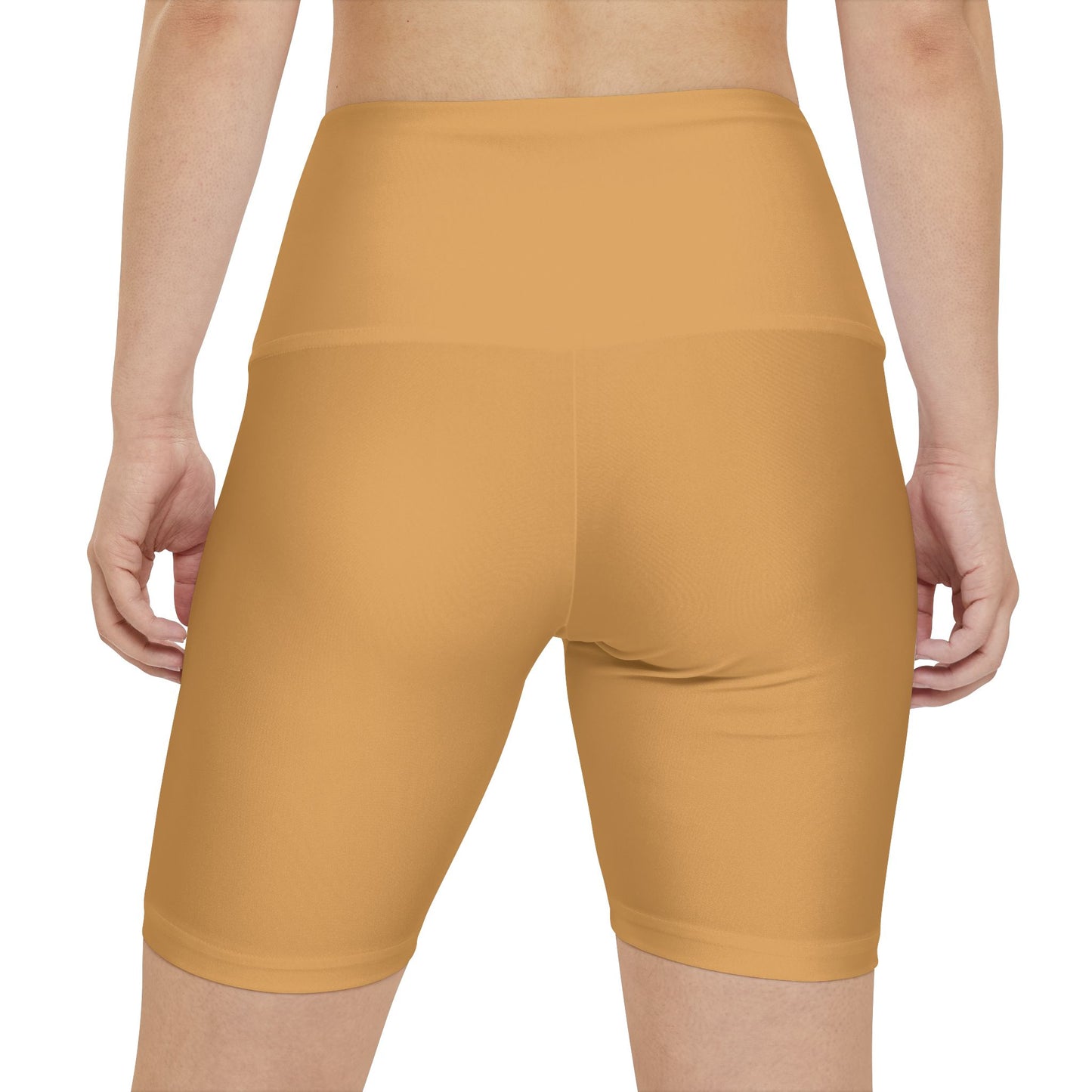 Sunlit Clay Yellow Women's High-Waist Workout Shorts — Solid Mustard Biker Shorts for Gym, Yoga & Everyday Activewear