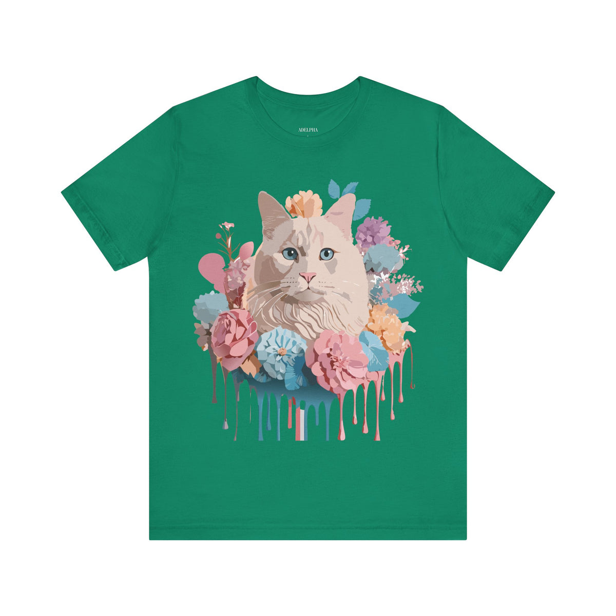 Cat Graphic Unisex Cotton Bella+Canvas Tee with Art Animal Design d02