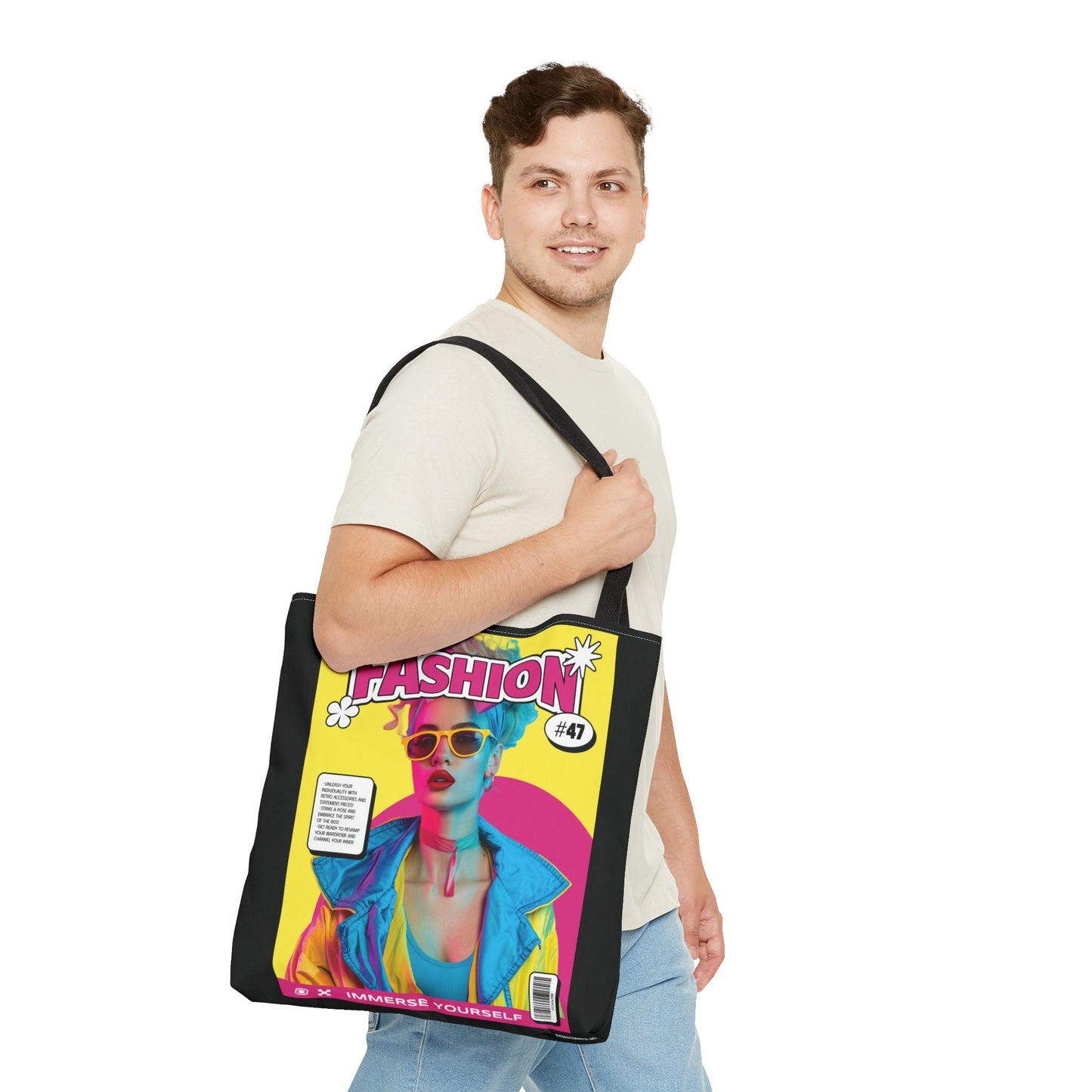 Magazine Cover Canvas Tote Bag for Everyday Use Stylish Durable Carryall Retro2Nova