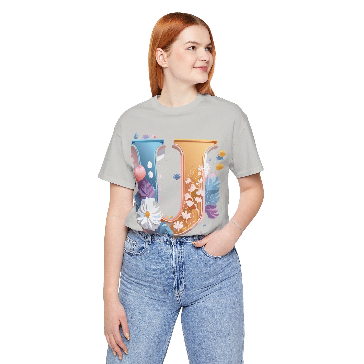 Letter U Shirt Graphic Tee Unisex Vintage Inspired Adelpha Artwork Premium Short Sleeve