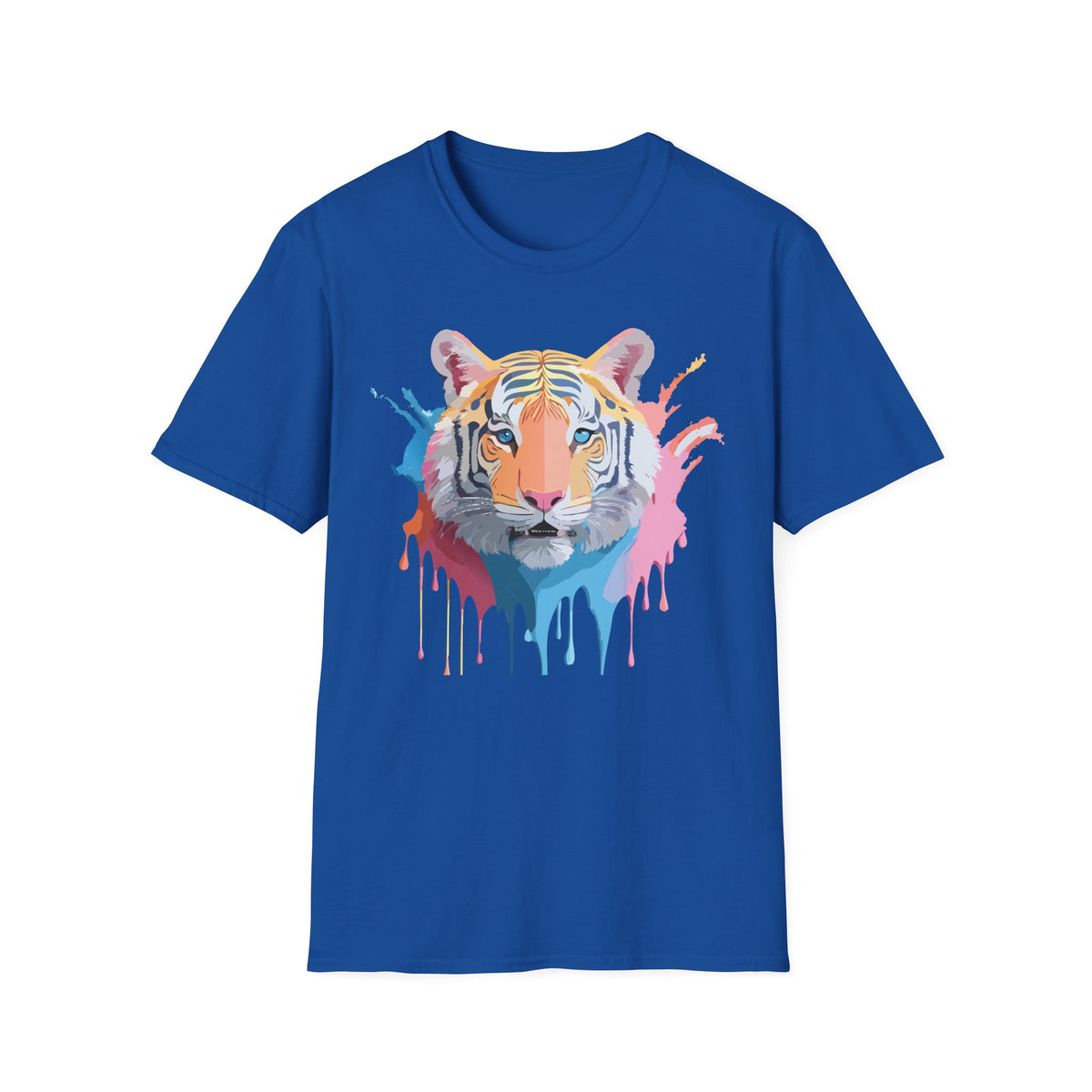 Colorful Tiger Portrait T-Shirt | Watercolor Drip Animal Tee