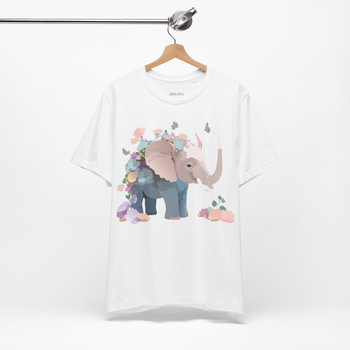 Elephant Graphic Unisex Cotton Bella+Canvas Tee with Art Animal Design e131