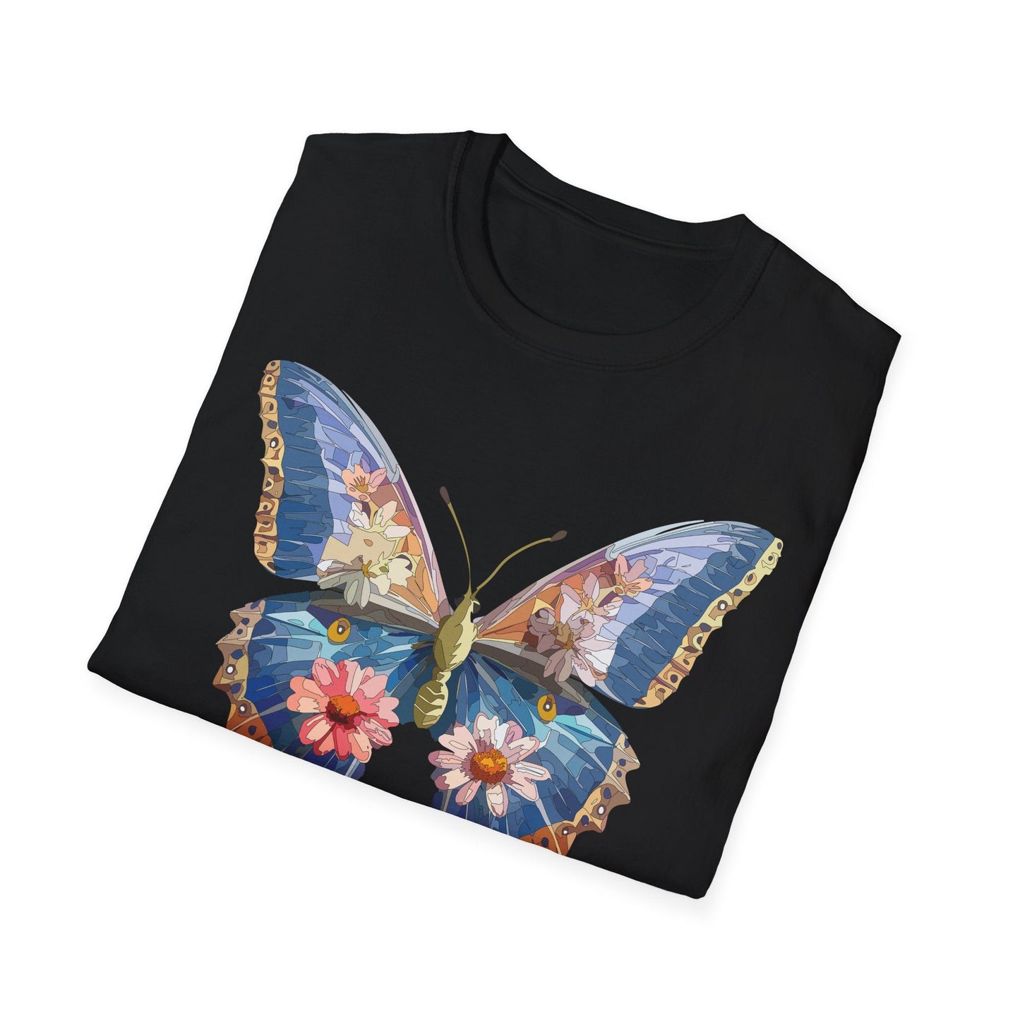 Butterfly T Shirt Unisex Softstyle 64000 Gildan Monarch Design 100 Percent Ring Spun Cotton Tee