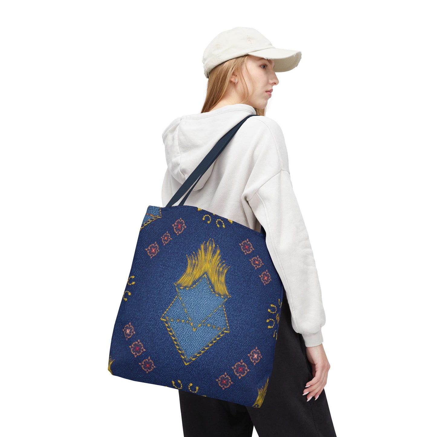 Diwali Graphic Denim Fabric Imitation Print Unisex Canvas Bag Poly Spun 3 Sizes Tote Bag 205-12