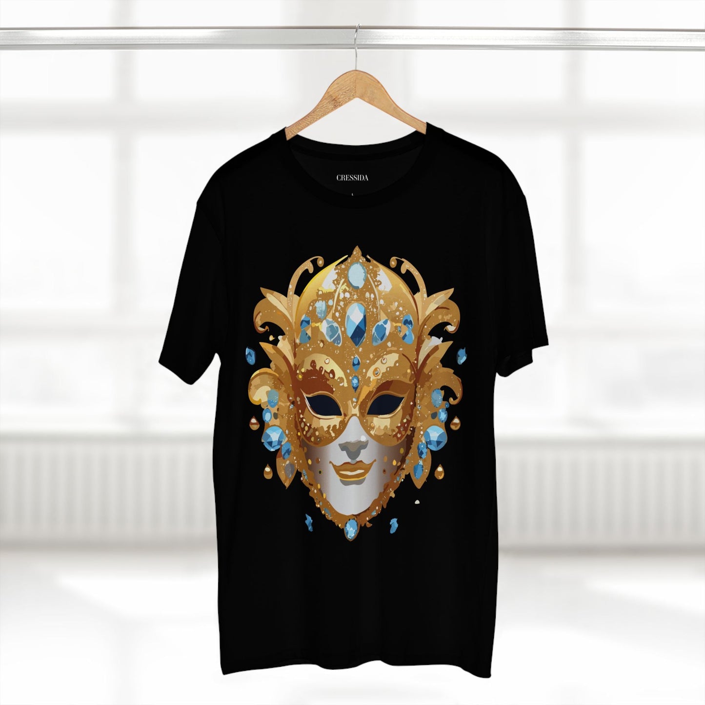 Carnival Mask Graphic T-Shirt Unisex 100 Cotton With Antique Gold Art Design Tee 21