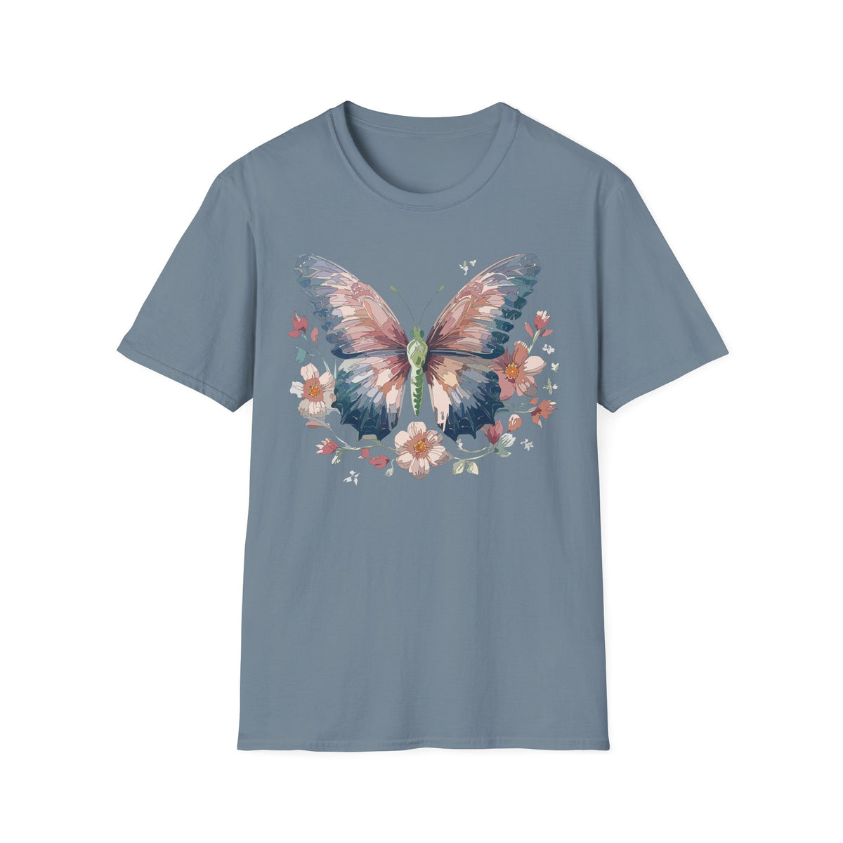 Butterfly Floral T-Shirt — Watercolor Butterfly Tee for Women & Nature Lovers Graphic Tee Unisex 100 Cotton Gildan T-Shirt
