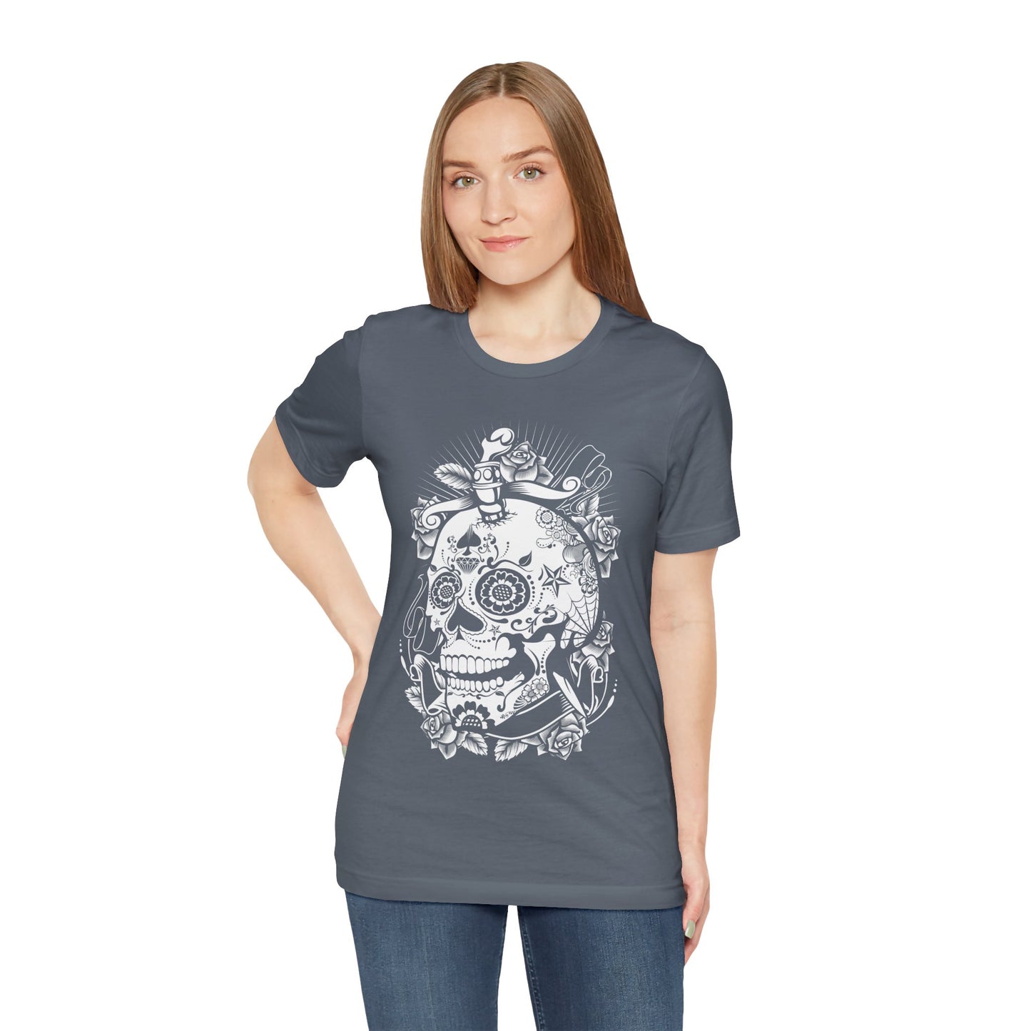 Unisex Cotton Tee Shirt with Skull