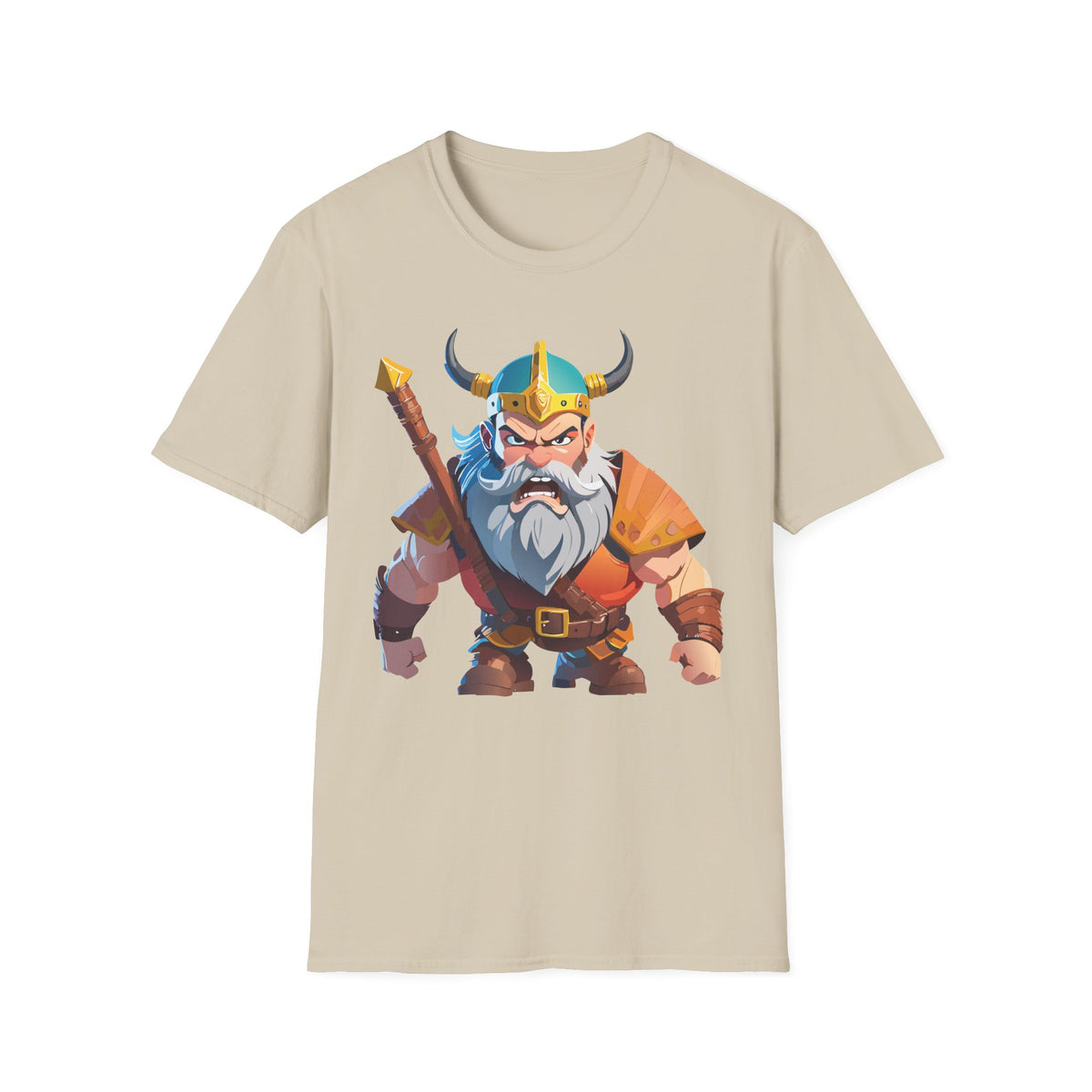 Angry Viking Warrior T-Shirt | Cartoon Norse Helmet Axe