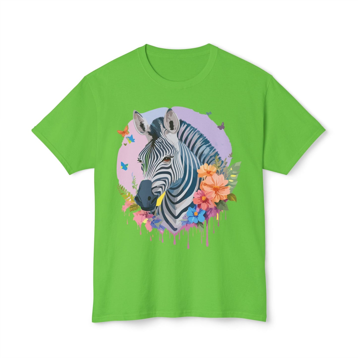 Unisex Zebra T Shirt With Art Print HD Cotton Vintage Zebra Tee Floral Design Graphic Tee