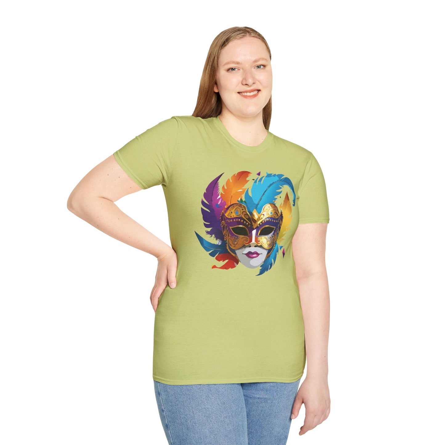 Mask Tee Shirt Unisex Short Sleeve Cotton Tee Art Design Masquerade Gildan Softstyle 64000