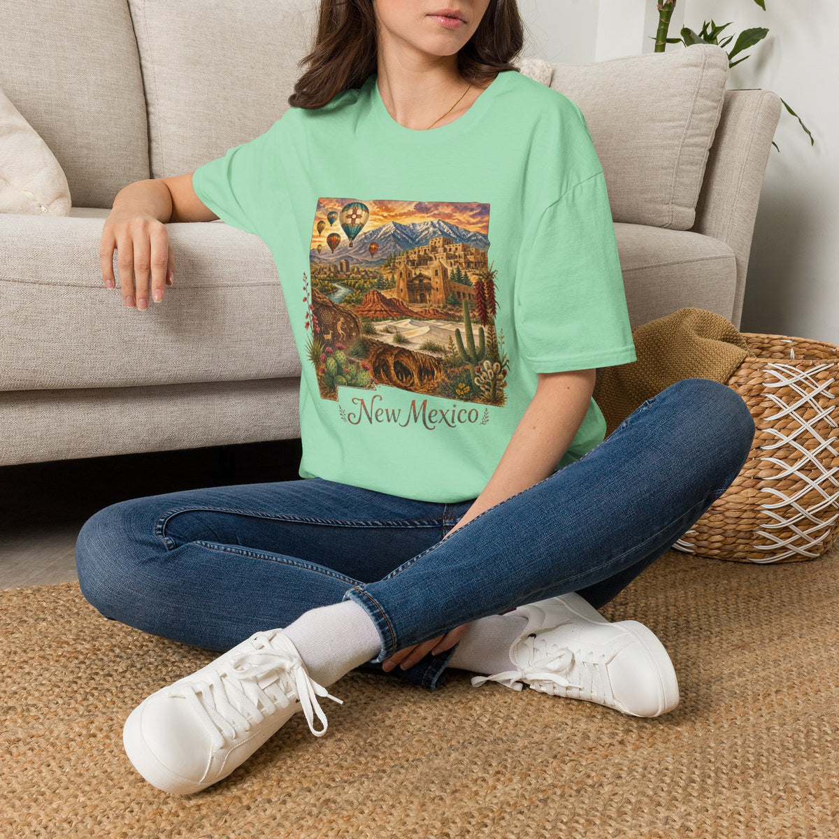New Mexico State Travel Tourist Graphic Design Unisex 100 Cotton Gildan T-Shirt