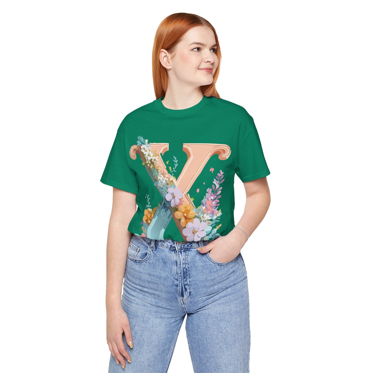 Letter X Shirt Graphic Tee Unisex Short Sleeve Vintage Inspired Adelpha Art Design