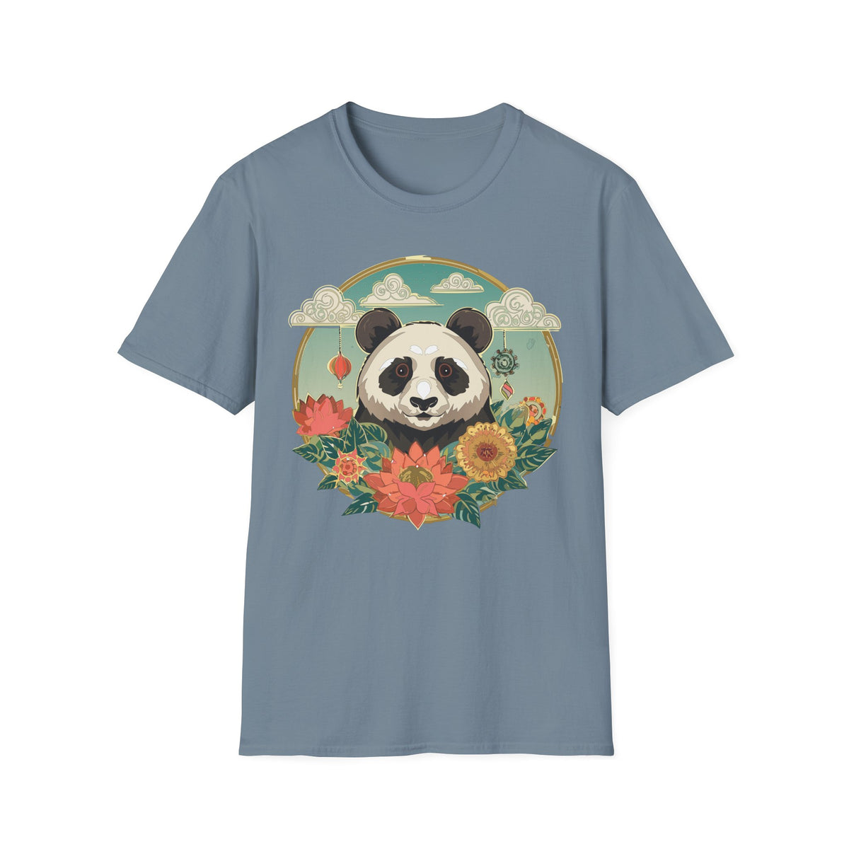 Panda Portrait T-Shirt | Floral Asian-Inspired Illustration