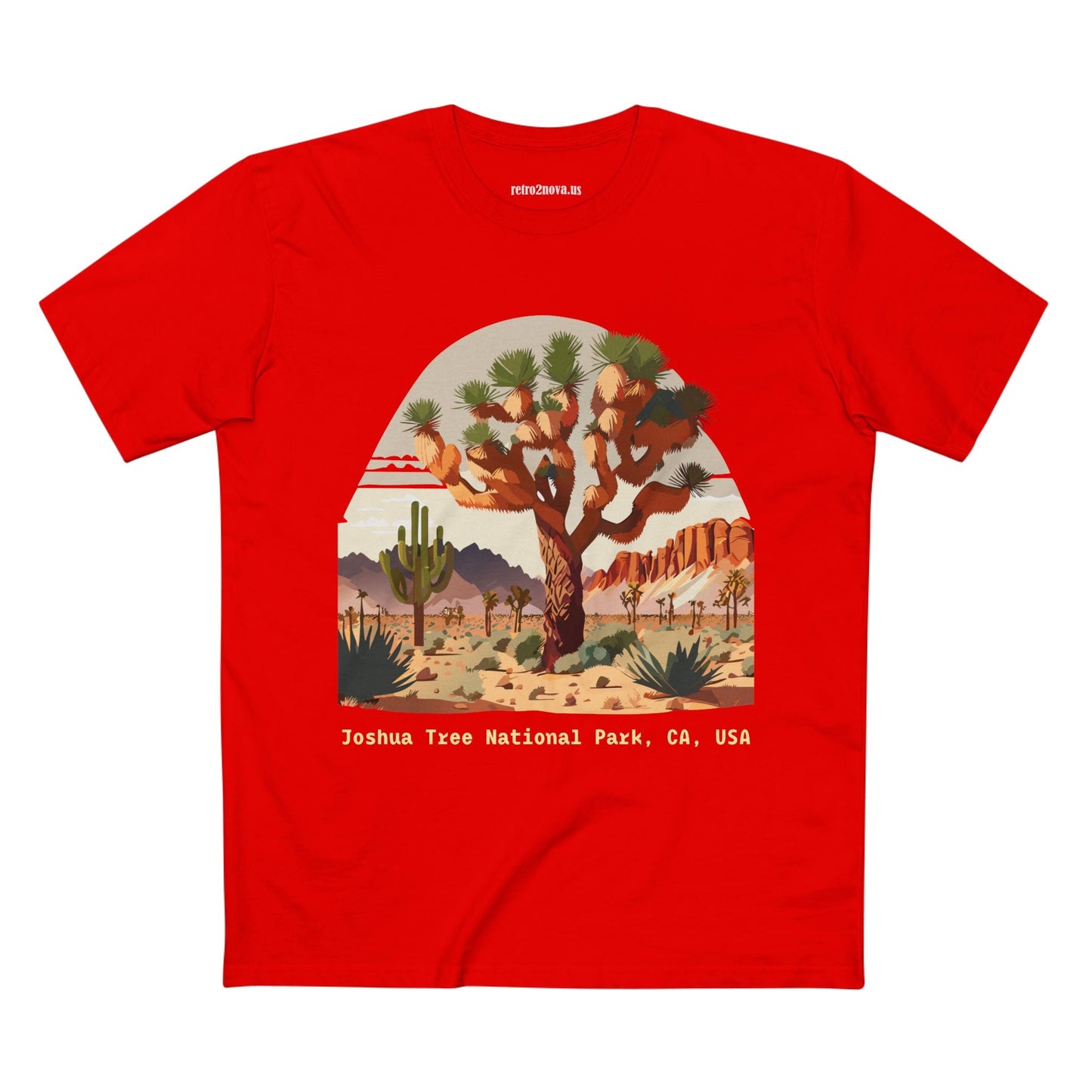 Joshua Tree Travel Shirt Unisex Premium Cotton Tee With Original Art Design Retro2Nova