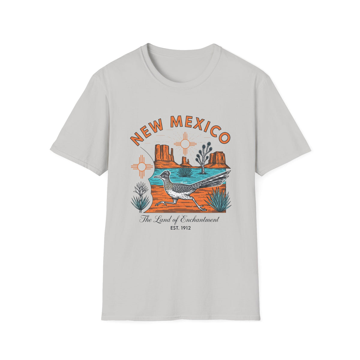 New Mexico Desertscape T-Shirt — The Land of Enchantment Travel Tourist Graphic Design Unisex 100 Cotton Gildan T-Shirt
