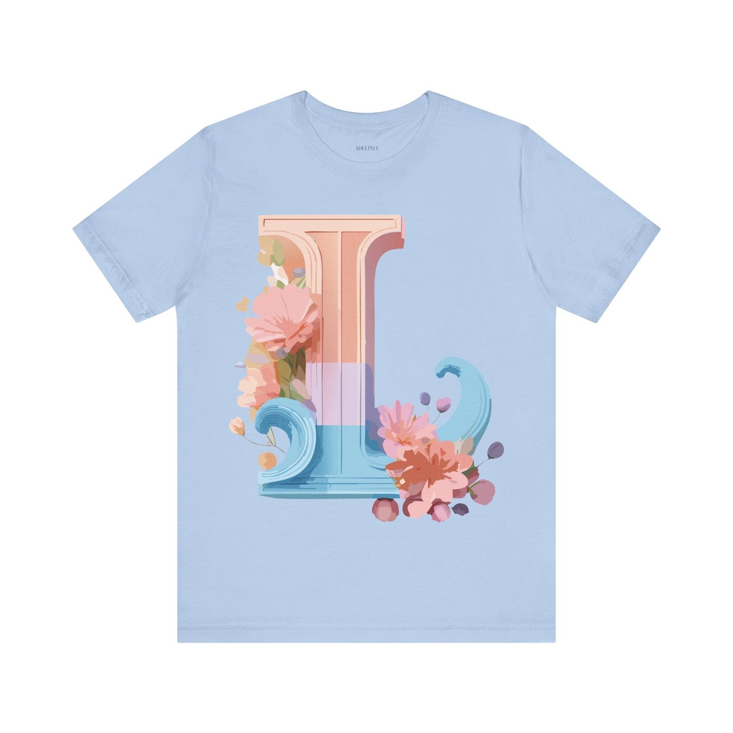 Letter L Shirt Unisex Graphic Tee Vintage Inspired Artwork By Adelpha For Everyday Style