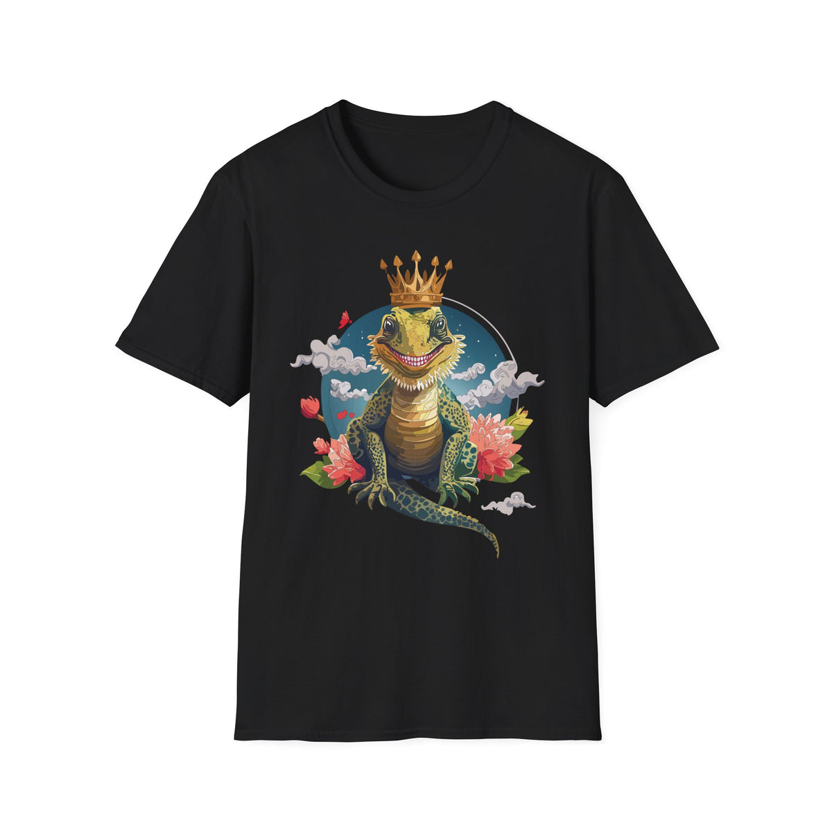 Crowned Lizard King T-Shirt | Royal Gecko Illustration