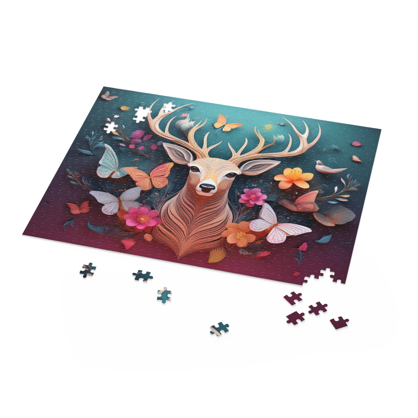 Puzzles-49 Kids Deer Puzzle 500-Piece | Floral Deer Puzzle 500-Piece, Animals Kids Puzzles Size: 16" x 20",  Ages 9+