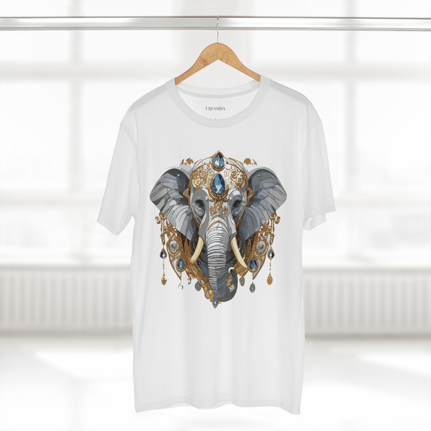 Elephant Graphic Unisex 100 Cotton Tee With Unique Animal Golden Medallion Art Design 37