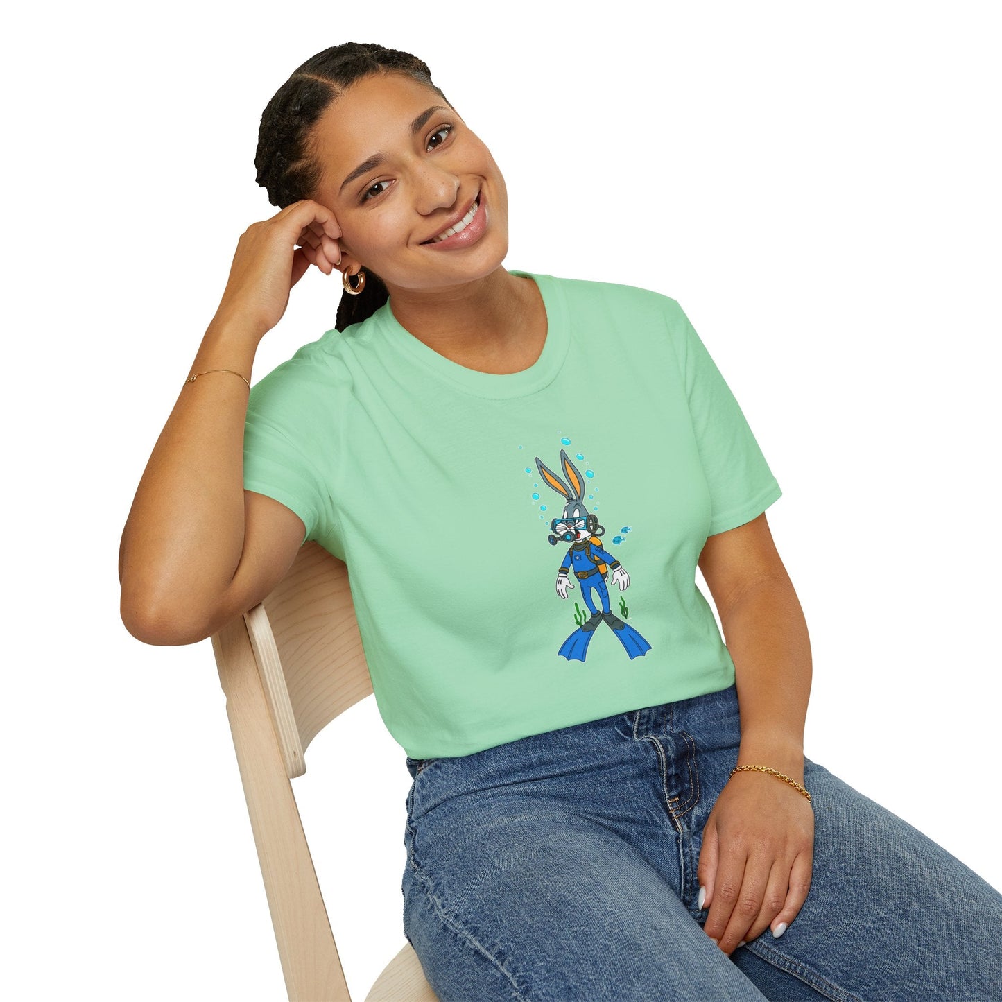 Cartoon Bunny Graphic Unisex Cotton Animal Animation Artwork Design Tee 20