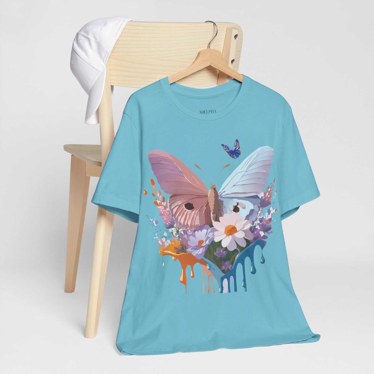 Butterfly Graphic Unisex 100 Cotton Lightweight Vintage Floral Design Jersey Tee 69