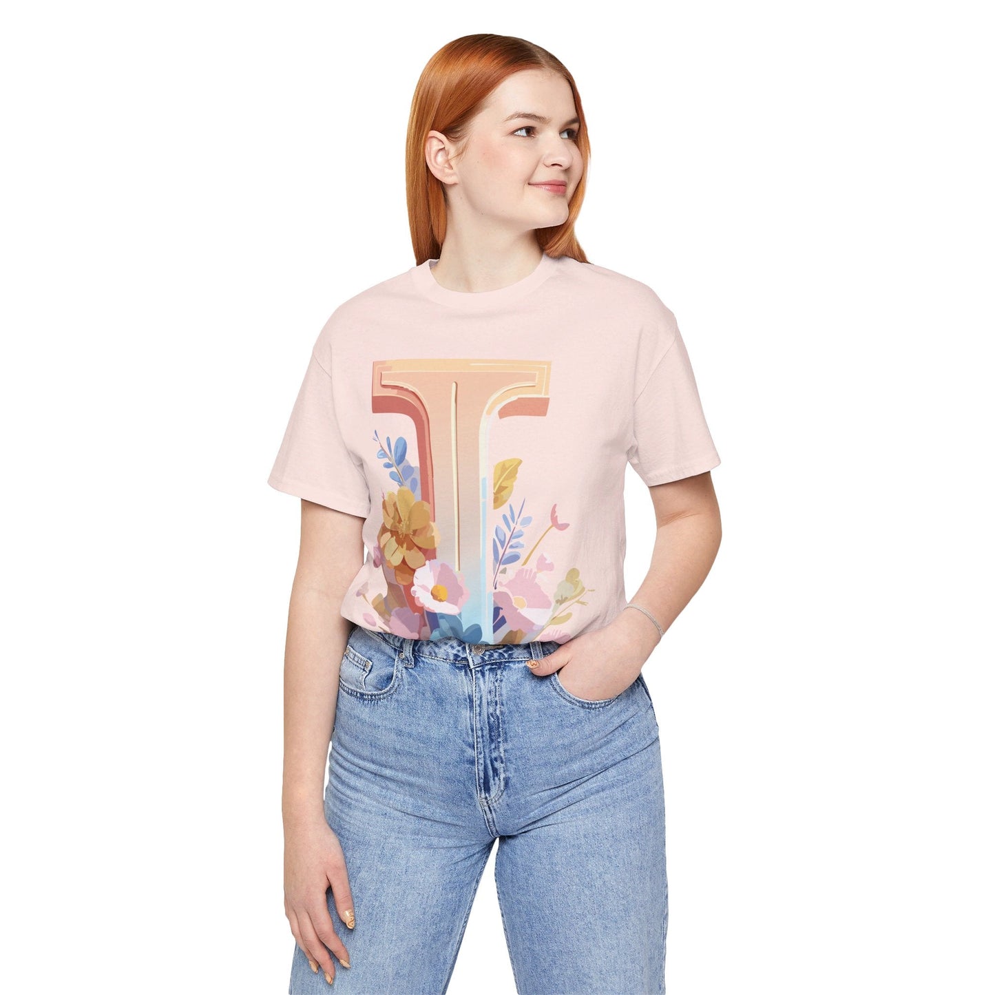 Vintage Inspired Letter I Shirt Unisex Graphic Tee Short Sleeve by Adelpha Premium