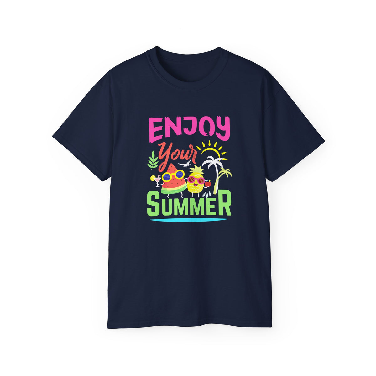 Enjoy Your Summer Tee | Tropical Pineapple Palm Tree Beach Shirt