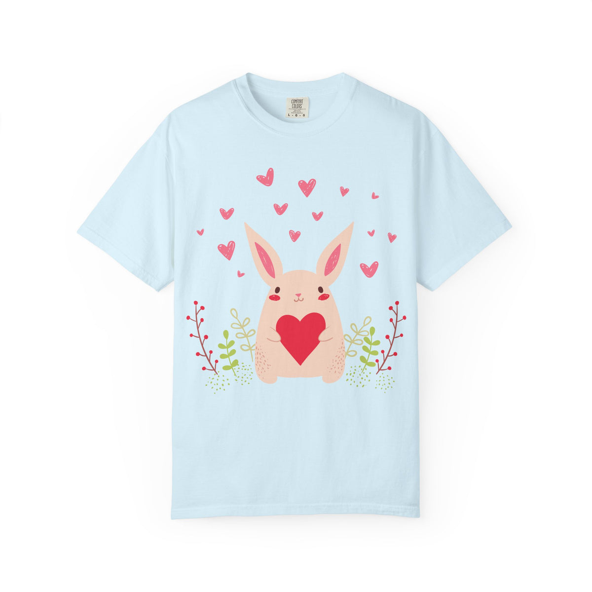 Easter Bunny Heart T-Shirt, Tee Shirt with Easter Signature, T Shirt with Easter Prints, Tee Shirt with Easter Design