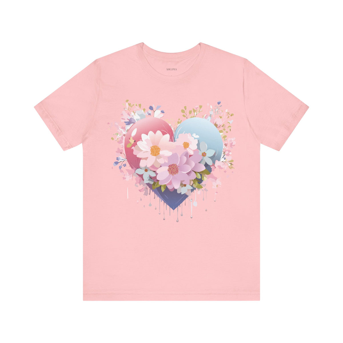 Valentine's Day Graphic Unisex Cotton Bella+Canvas Tee with Floral Art Design d130