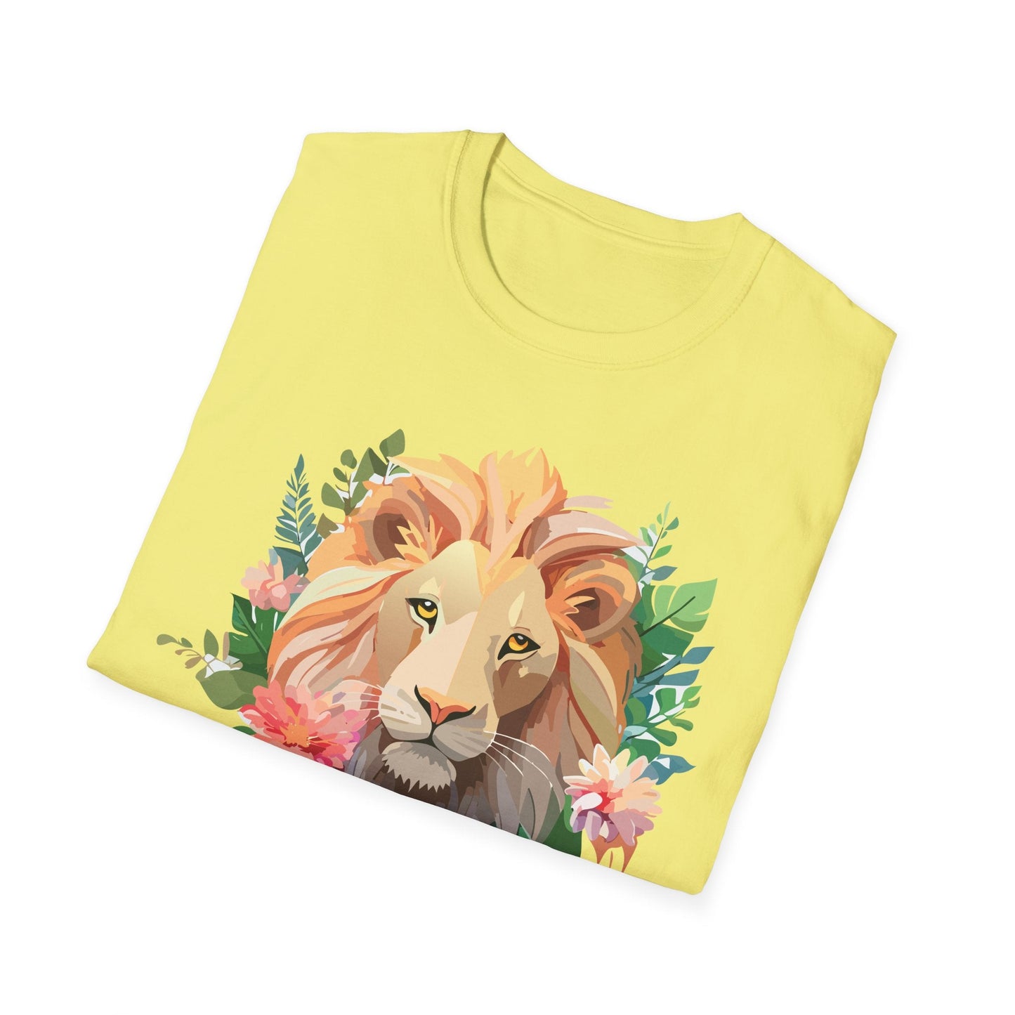 Gildan Unisex Lion Shirt Floral Lion Tee Animal Print Softstyle Tee