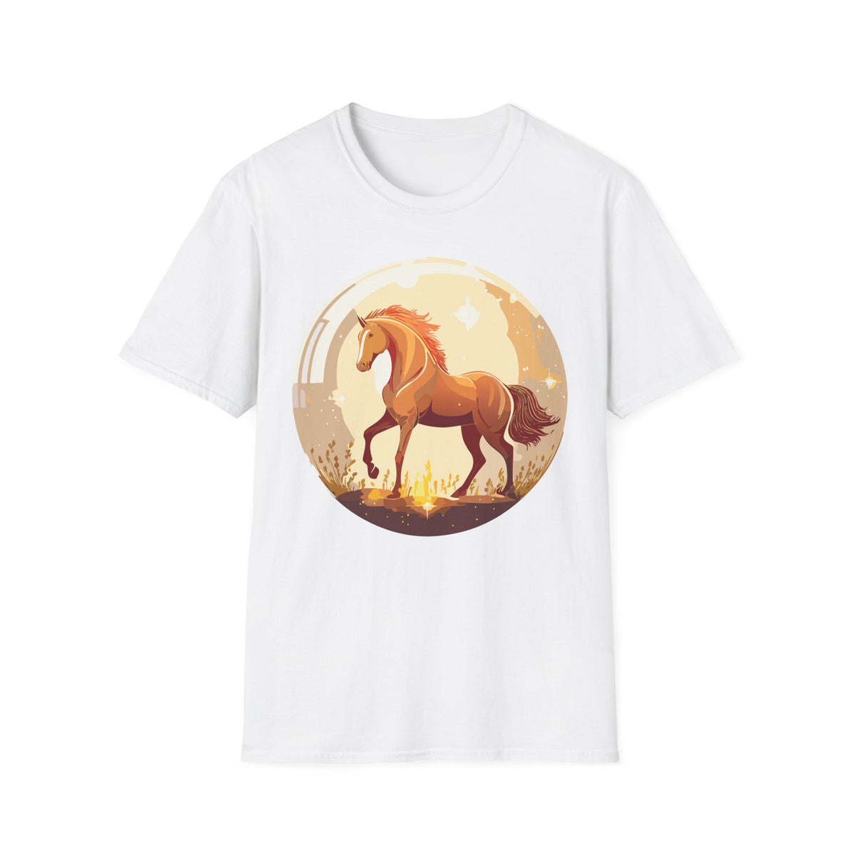 Sunset Chestnut Horse T-Shirt | Galloping Horse Graphic Tee