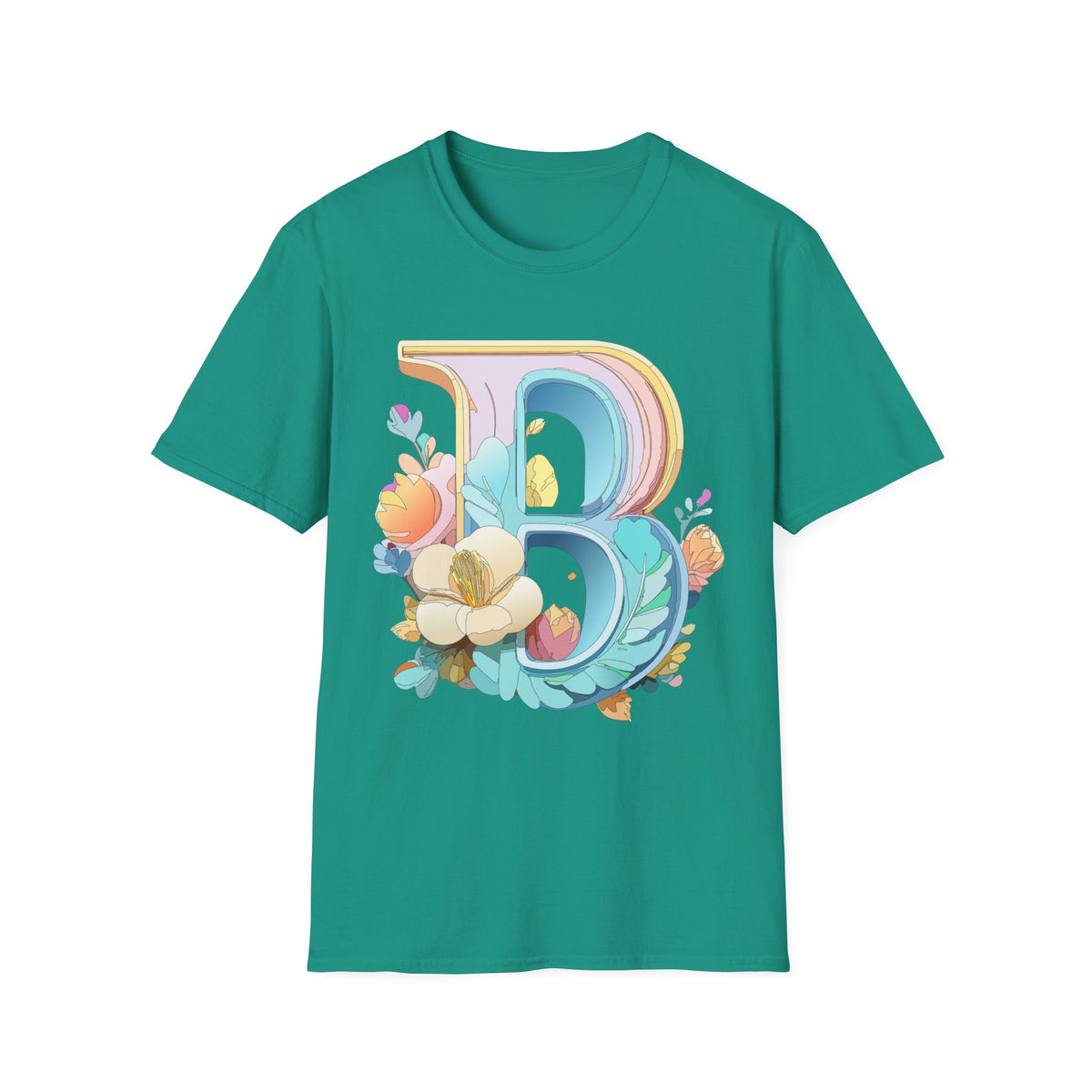 Floral Letter B T-Shirt | Botanical Monogram Tee