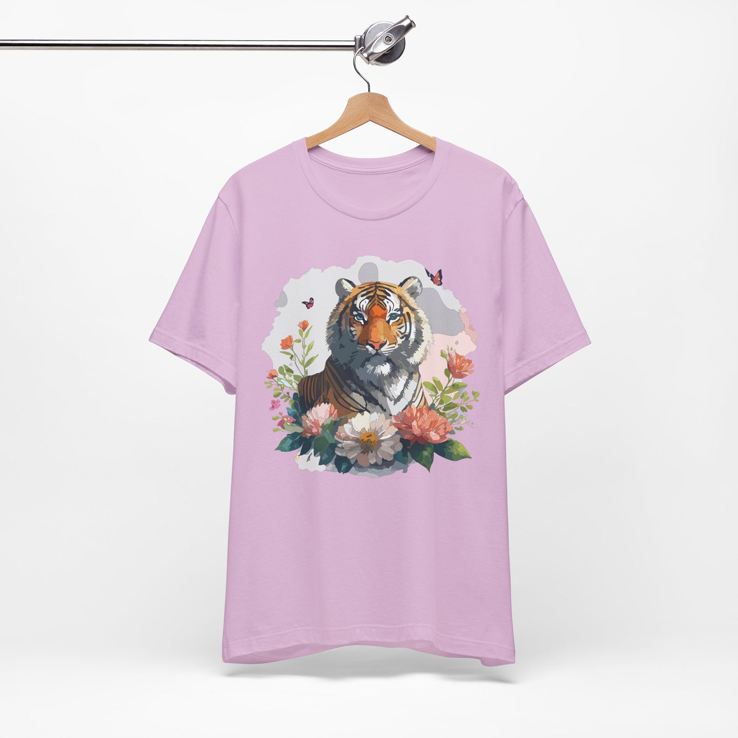 Floral Tiger Graphic Tee, Animal Shirt, Tiger Shirt, Flower Top, T-Shirt with Animal, Art Design